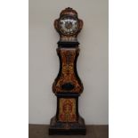 A 20th century Boulle longcase clock, with a shaped top and bombe case,