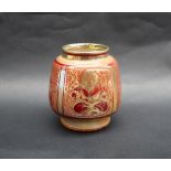 A Royal Lancastrian lustre vase, depicting seated figures in reds and oranges, 9.