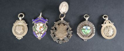 Football - A Cardiff & District Wednesday Football League silver and enamel decorated medallion