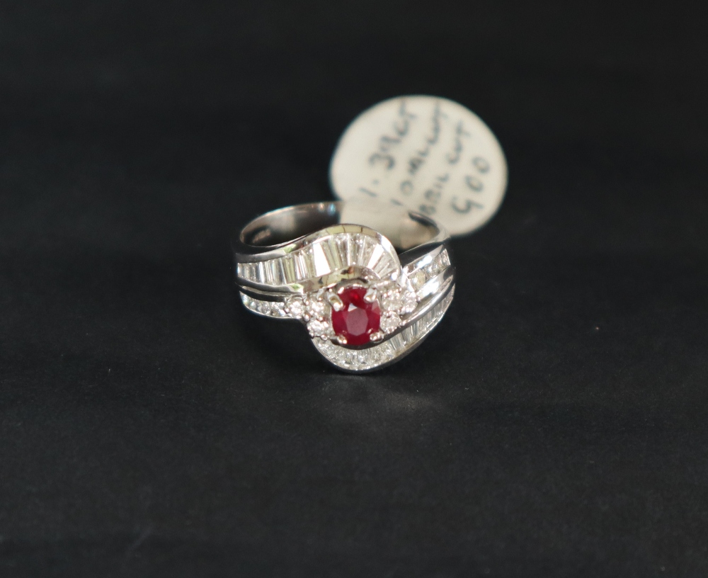 An 18ct white gold ruby and diamond ring, - Image 4 of 5