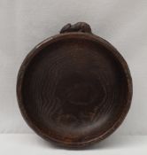 A Mouseman oak bowl by Robert 'MOUSEMAN' Thompson (1876-1955) with an adzed edged,