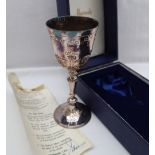 An Elizabeth II silver goblet, "1620 The Mayflower Goblet", limited edition number 336/500,