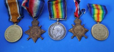 A set of three World War I medals including the 1914 Star,