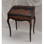 A 19th century ebonised red tortoiseshell and brass inlaid boulle bureau,