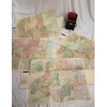 A set of nine Bacon's large print road maps, covering the whole of England and Wales,