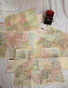 A set of nine Bacon's large print road maps, covering the whole of England and Wales,