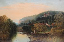 R Allan Castell Coch, from the river Taff, South Wales Oil on canvas Signed and inscribed verso 39.