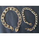 A 9ct yellow gold bracelet with oval twisted links together with a 9ct gold gate bracelet,