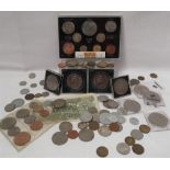 An Elizabeth II 1965 coin set together with a collection of crowns and world coins