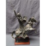 Kenneth Rowden Henry V on back of a rearing horse with sword held aloft A metal sculpture 96cm high