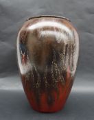 A WMF vase, red and brown flame effect, stamped mark and 11 629,