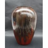 A WMF vase, red and brown flame effect, stamped mark and 11 629,