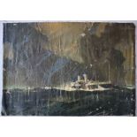 Leslie Carr (1891-1969) A steam ship at sea Oil on canvas (unframed) Signed 52.