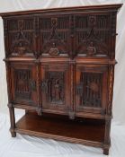 A 19th century oak Gothic revival side cabinet,