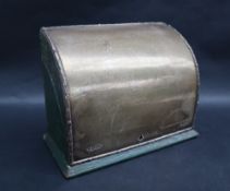 An Edward VII silver stationery box of bowed shape, with a floral and line edge,