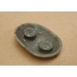 A Chinese jade brush washer of oval form