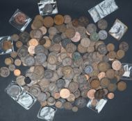 Cartwheel Pennies together with a collection of Pennies and other copper coins