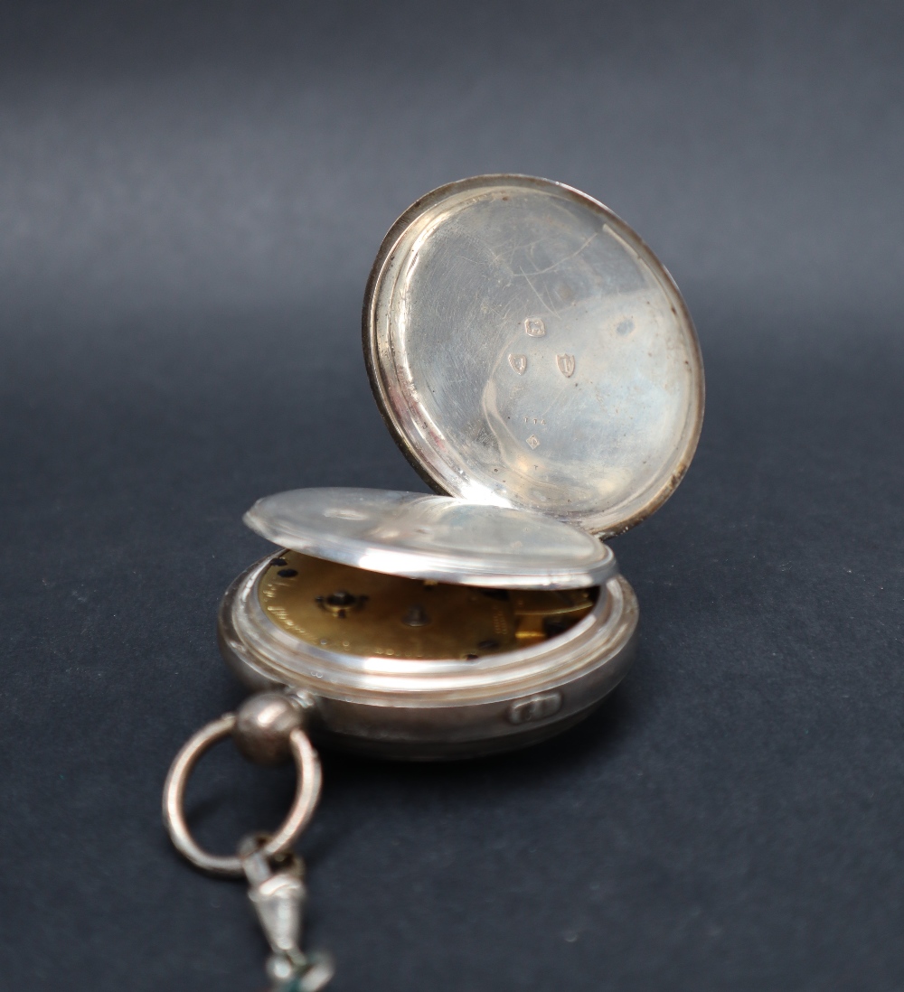 A Victorian silver open faced pocket watch, the dial with Roman numerals, - Image 3 of 4