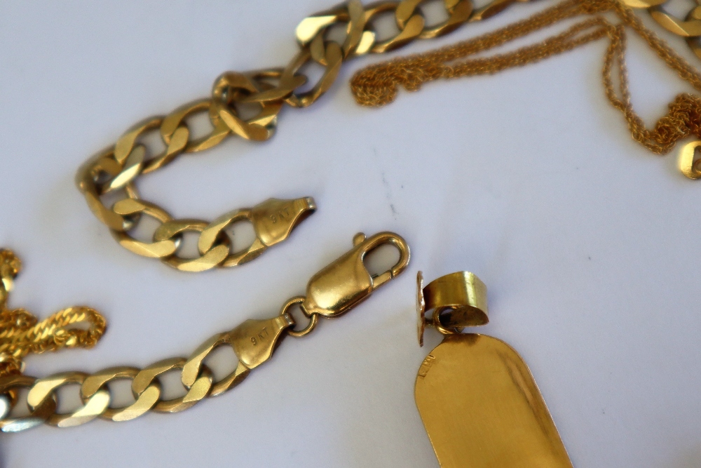 A 9ct yellow gold necklace with flat oval links, - Image 2 of 2