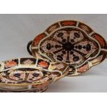 A pair of Royal Crown Derby twin handled centre dishes decorated in the 1128 Imari pattern, 28.