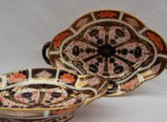 A pair of Royal Crown Derby twin handled centre dishes decorated in the 1128 Imari pattern, 28.
