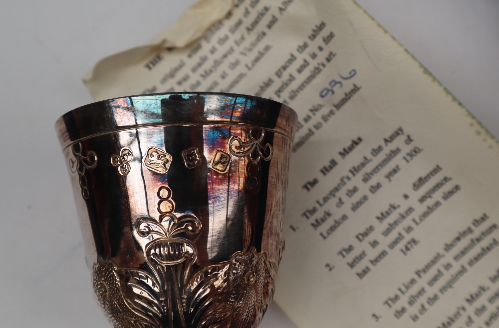 An Elizabeth II silver goblet, "1620 The Mayflower Goblet", limited edition number 336/500, - Image 2 of 3