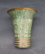 Carl Sorensen, a verdigis bronze flared vase, No.