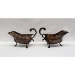 A pair of 18th century silver sauce boats,