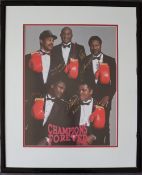 Boxing - Champions Forever, a colour photograph of Muhammad Ali, George Foreman, Joe Frazier,