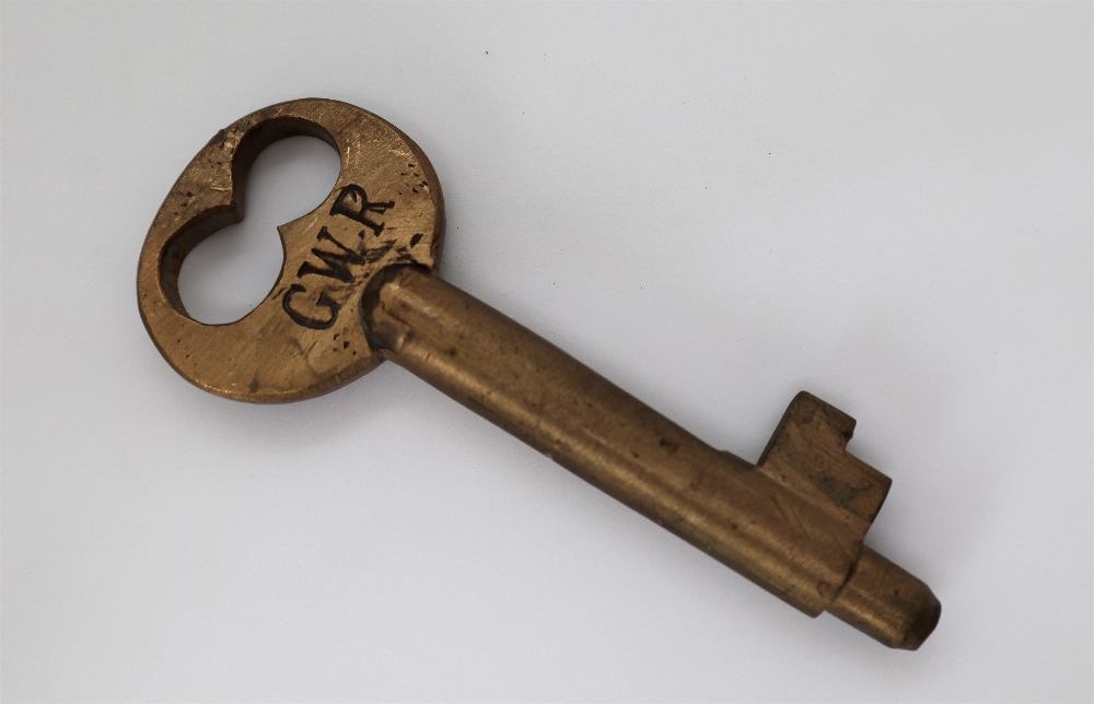 Railwayana - A GWR brass signal box key "NEWPORT", 10.