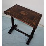 A Victorian and later yew and marquetry decorated Killarney occasional table of rectangular form,