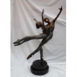 Mario Jason Adagio II A ballet dancer and ballerina Bronze with cold painted pigments On a stepped