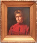 19th Century British School Head and shoulders portrait of a lady Oil on canvas 49.