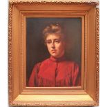 19th Century British School Head and shoulders portrait of a lady Oil on canvas 49.