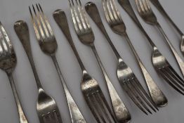 A set of ten Victorian silver table forks, Sheffield, 1875, John Round and Son Ltd,
