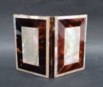 A 19th century Tortoiseshell and mother of pearl note case, 10.5 x 7.