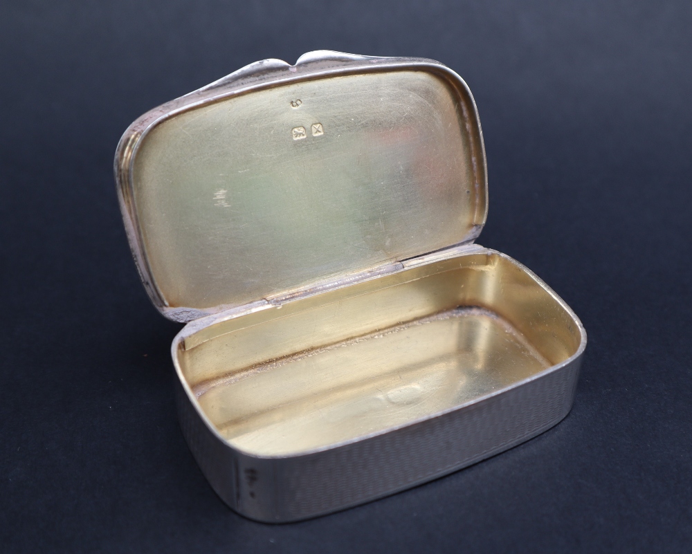 A George VI silver pill box of shaped rectangular form, with engine turned decoration, Birmingham, - Image 4 of 4