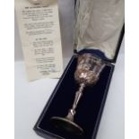 An Elizabeth II silver goblet, "1620 The Mayflower Goblet", limited edition number 326/500,