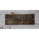 Railwayana - A brass signal box shelfplate "MILL STREET SOUTH BOX", 11.8 x 4.