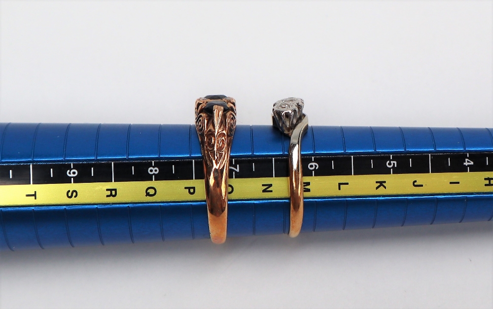 An 18ct gold three stone diamond ring, together with a sapphire and diamond ring, - Image 5 of 5