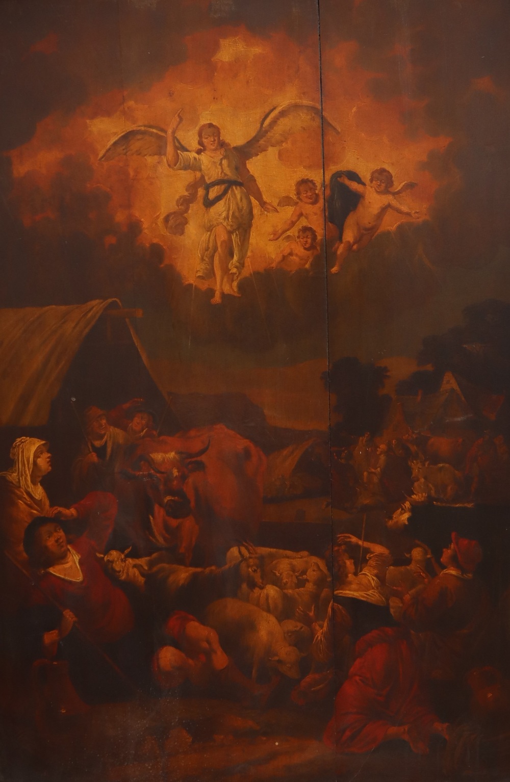 19th Century British School The Angel Gabriel presents himself to the shepherds Oil on Board 105 x - Image 2 of 7
