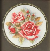 Hywel Harries Red Roses Watercolour Signed and dated '90 19cm diameter