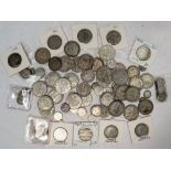 A Collection of British white metal coins dating from 1920 to 1946, including half crowns, 3d coins,