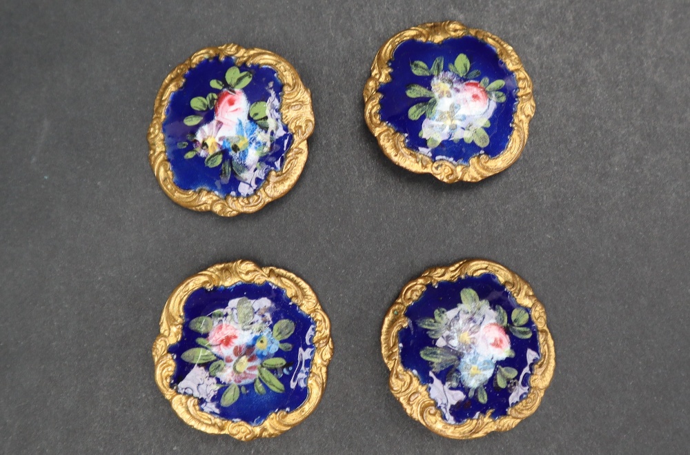 A pair of Pietra Dura panels depicting snow drops, together with French enamel buttons, - Image 5 of 6