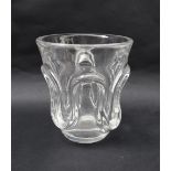 A Val St Lambert glass vase with raised wave decoration, 16.