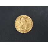 A yellow metal National Eisteddfod of Wales medal, Taliesin to one side, tests as 21/22ct gold,