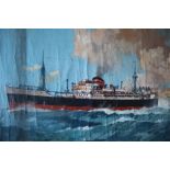 Leslie Carr (1891-1969) A cruise liner at sea Oil on canvas (unframed) Signed 60- x 72.