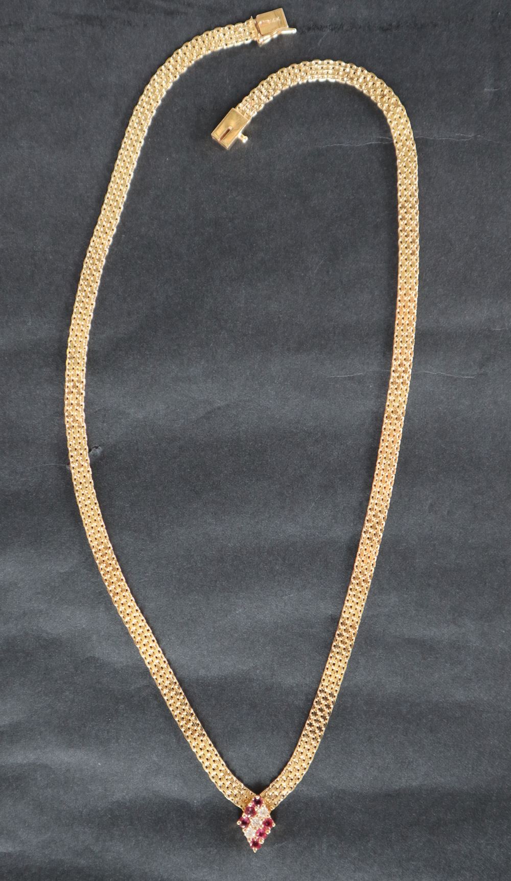 A 14ct yellow gold ruby & diamond necklace, - Image 2 of 3