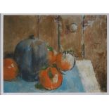 Eve Quarmby Bottle with oranges Initialled Limited edition print No.10/75 33.5 x 44.