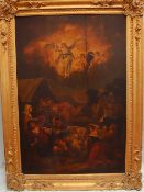 19th Century British School The Angel Gabriel presents himself to the shepherds Oil on Board 105 x